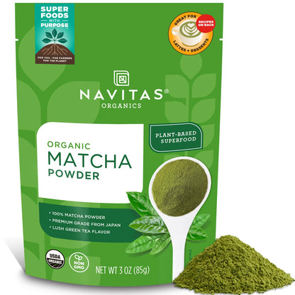 Navitas Organics Matcha Powder, 3 oz. Bag, 85 Servings — Premium Culinary Grade, Organic, Non-GMO, Gluten-Free