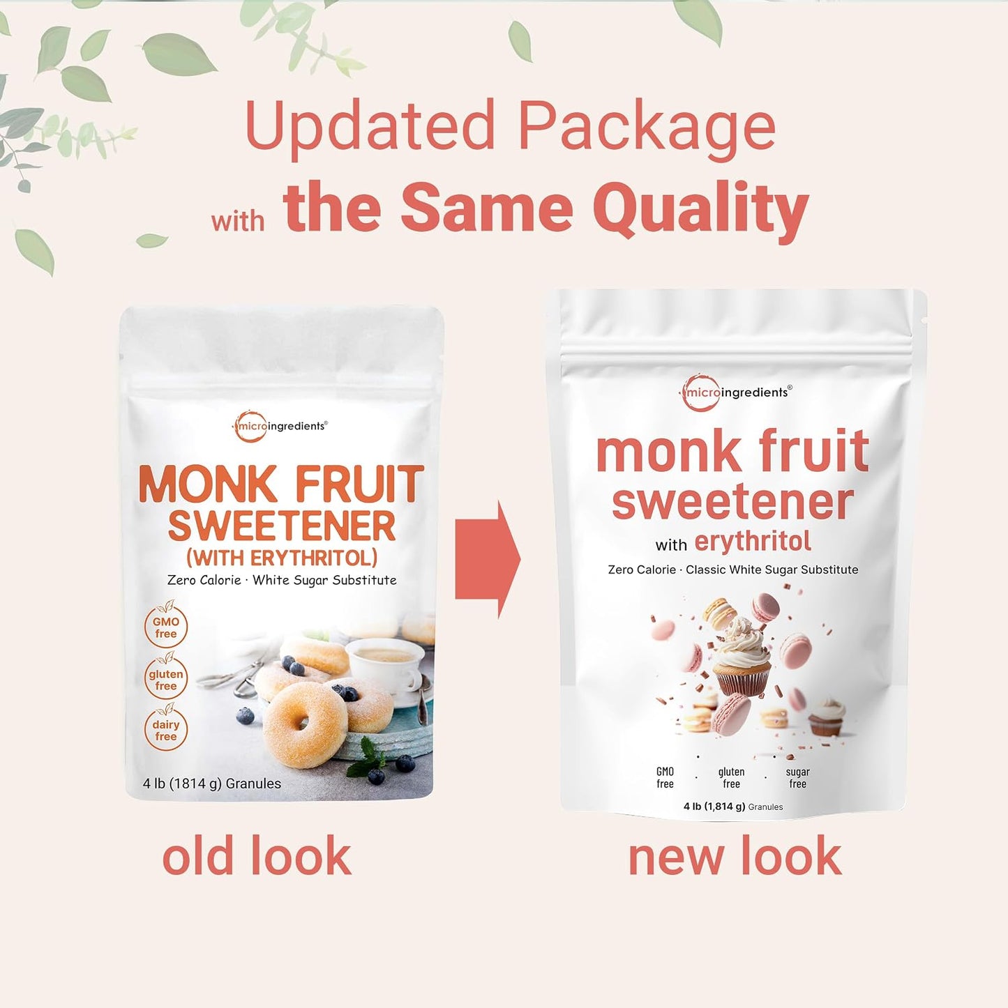 Micro Ingredients Monk Fruit Sweetener with Erythritol Granules, 4 Pounds, No After Taste, 1:1 White Sugar Substitute, Keto Diet Friendly, Zero Calorie, Natural Sweetener for Drinks, Coffee, Tea, Co