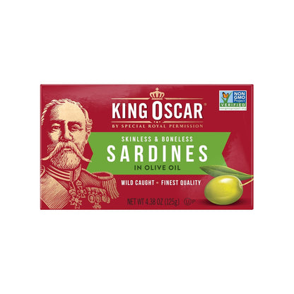 King Oscar Sardines in Water, 4.23 Ounce Cans (Pack of 1( Packaging May Vary), Skinless & Boneless, Wild Caught Canned Sardines, Low Sodium