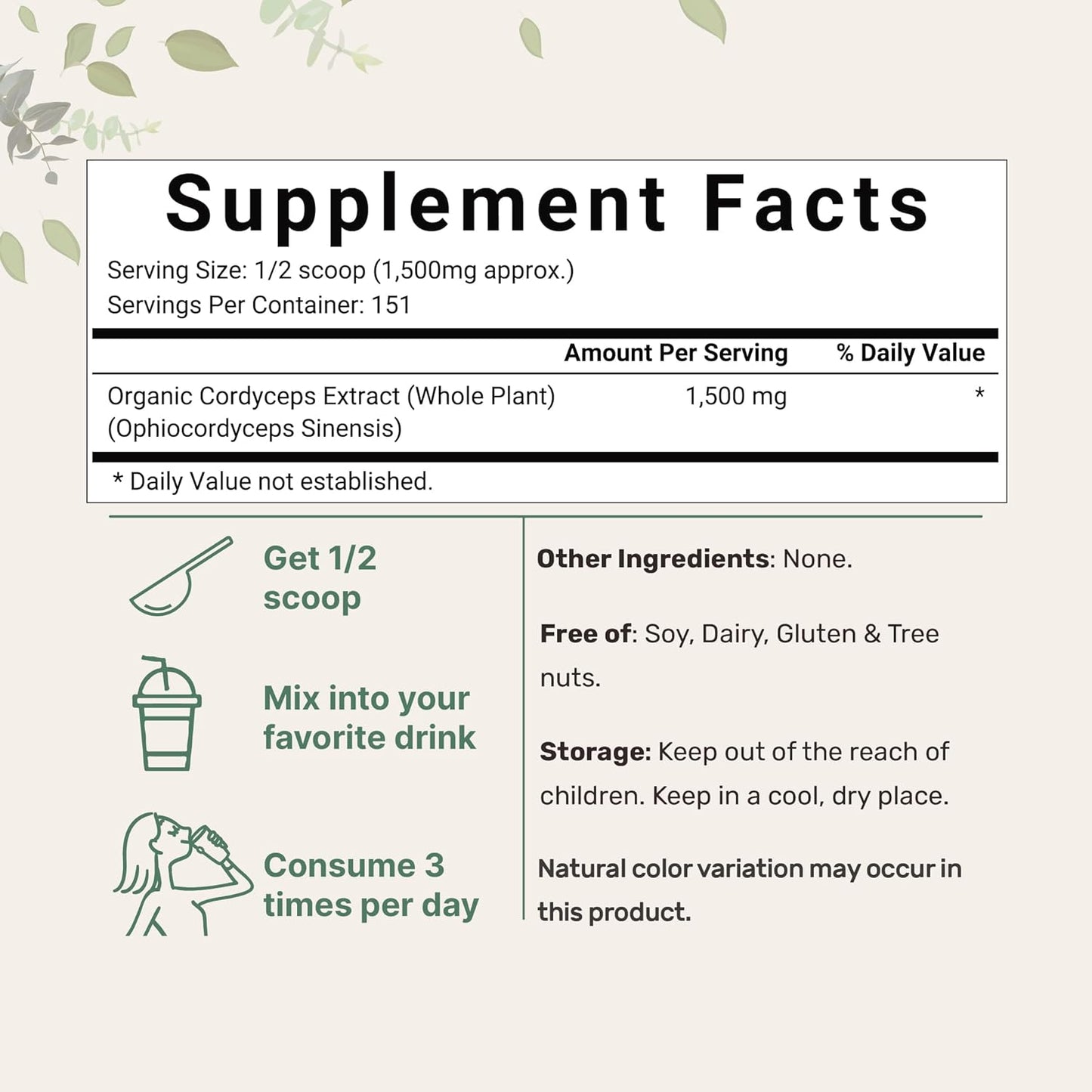 Micro Ingredients Organic Cordyceps Mushroom Extract, 8 oz | 100:1 Extract | Supports Energy & Immune Function | Great for Pre-Workout & Drinks | Non-GMO, Vegan Friendly