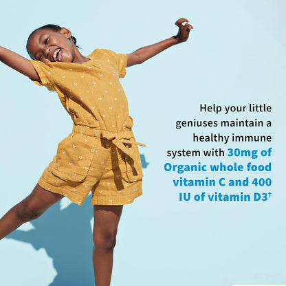 Garden of Life Dr. Formulated Probiotics Organic Kids+ Plus Vitamin C & D - Berry Cherry - Gluten, Dairy & Soy Free Immune & Digestive Health Supplement, No Added Sugar, 30 Chewables (Shelf Stable)