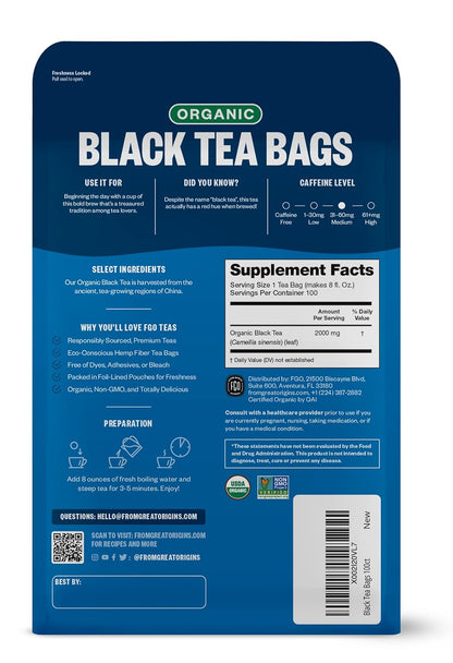 FGO Organic White Tea, Eco-Conscious Tea Bags, Packaging May Vary, 100 Count (Pack of 1)