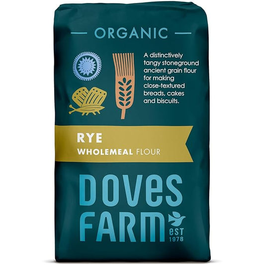 Doves Farm Organic Rye Wholemeal Flour | Stoneground Ancient Grain Flour | Perfect for Close-Textured Breads, Cakes & Biscuit Baking | High in Fiber | Imported from UK | 35.27 Oz (1 Kg)