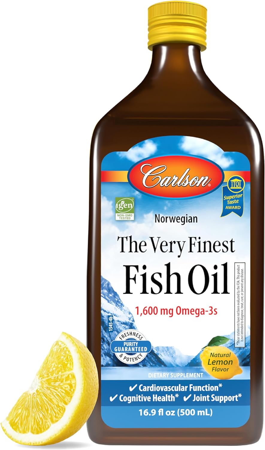 Carlson - Cod Liver Oil, 1100 mg Omega-3s, Plus Vitamins A and D3, Wild Caught Norwegian Arctic Cod Liver Oil, Sustainably Sourced Nordic Fish Oil Liquid, Unflavored, 250 mL (8.4 Fl Oz)