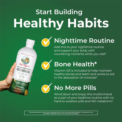 MaryRuth Organics Liquid Nighttime Multimineral | No Melatonin | Bedtime Routine | Magnesium Citrate | Calcium | Zinc | Vitamin D3| Available in 4 Flavors - Vegan | Sugar Free | Gluten Free | 32 Oz