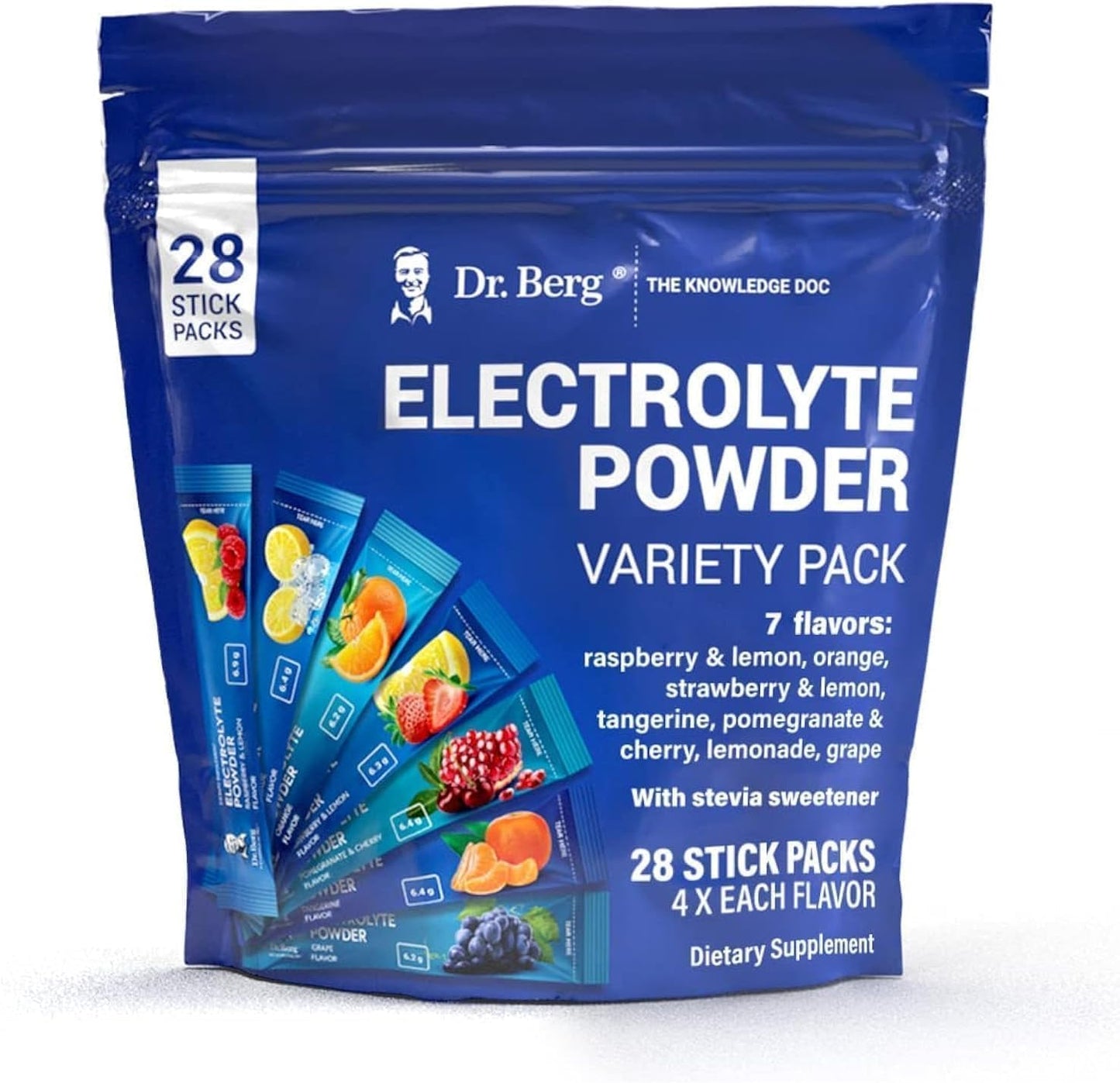 Dr. Berg Sugar Free Electrolyte Powder Packets (Variety Pack) - Daily Electrolyte Drink Mix - 28 Total Hydration Pouches Sugar Free - Keto Electrolytes Powder Packets No Sugar - 7 Delicious Flavors