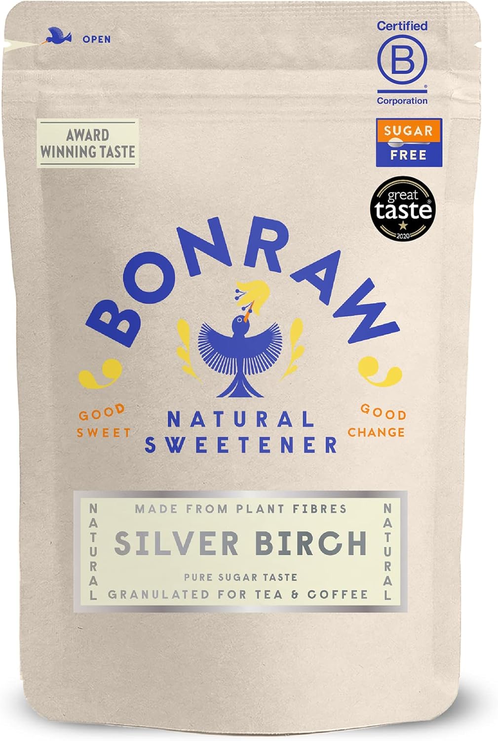 BONRAW Organic Coconut Blossom Sugar, 100% Coconut Blossom Nectar, raw and unrefined with Lower GI, Great Organic Natural Replacement for White and Brown Sugars (225g Pack)