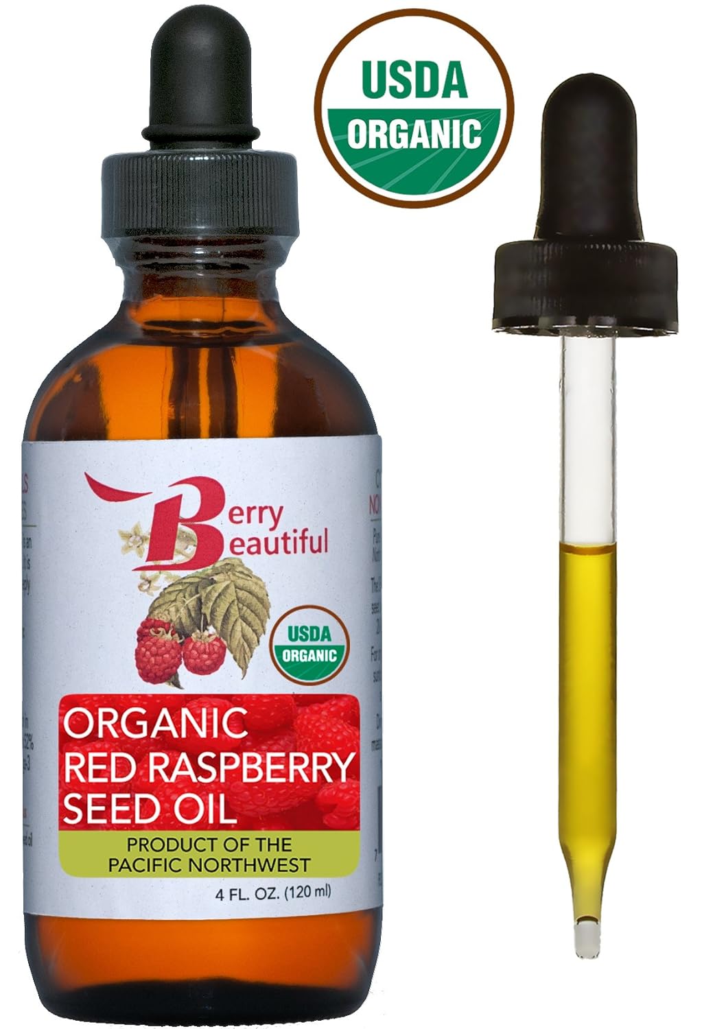 Organic Red Raspberry Seed Oil - Cold-Pressed, 100% Pure, Skin-Nourishing Antioxidants for Skincare (1 fl oz / 30 ml)