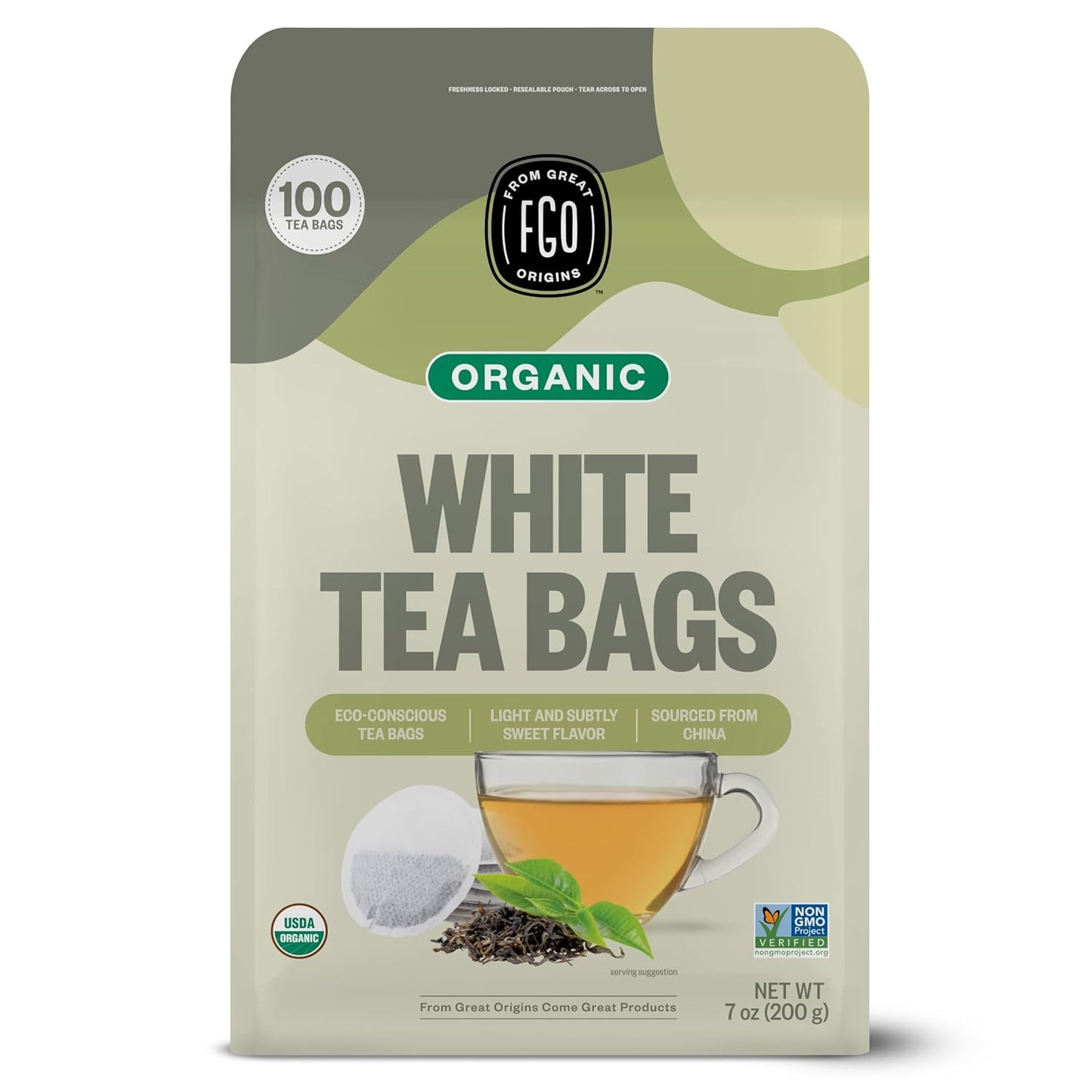 FGO Organic Milk Thistle Tea, 100 Count, Eco-Conscious Herbal Tea Bags, Resealable Bag, Caffeine Free, Packaging May Vary (Pack of 1)