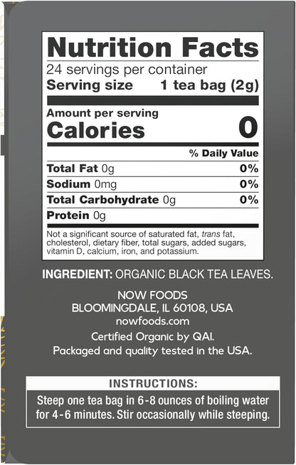 Now Foods Black Tea Bags Organic, 24 Count