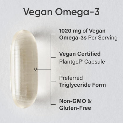 Sports Research® Vegan Omega-3 Algae Oil 1020mg, 60 Count Plantgels™