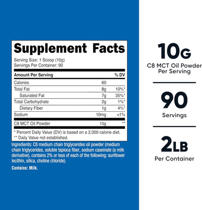 Nutricost C8 MCT Oil Powder 23 Servings (8oz) - 95% C8 MCT Oil Powder