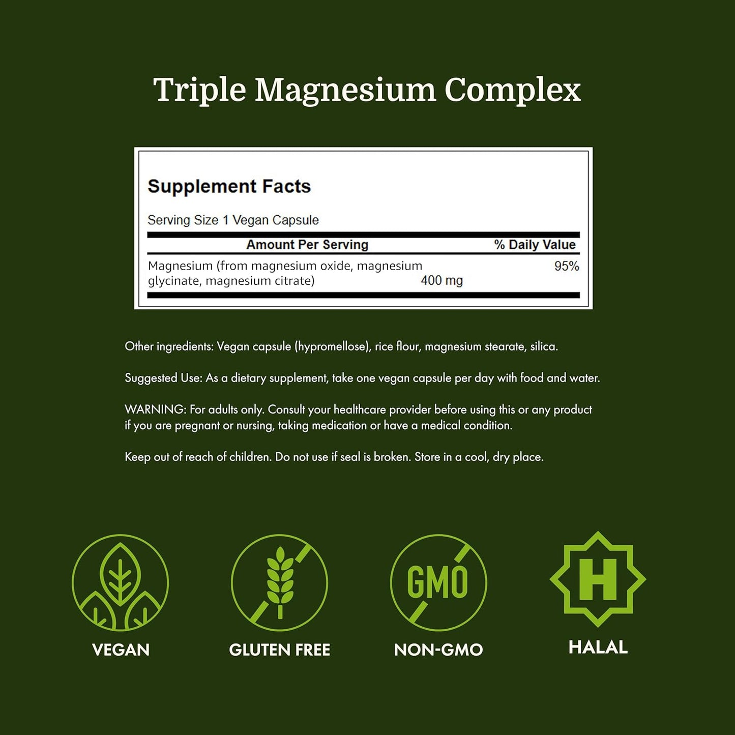 Swanson Triple Magnesium Mineral Complex, 400 mg, 30 Caps