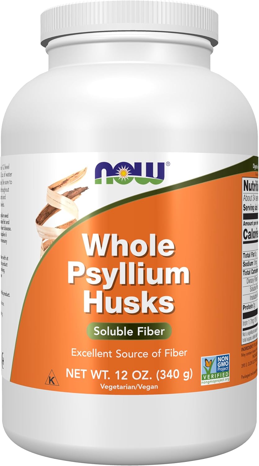NOW Foods Supplements, Whole Psyllium Husks, Non-GMO Project Verified, Soluble Fiber, 24-Ounce