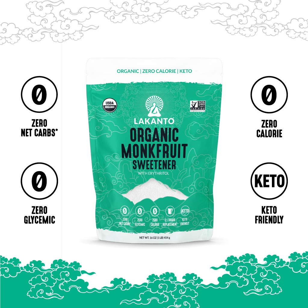 Lakanto Powdered Monk Fruit Sweetener with Erythritol - Powdered Sugar Substitute, Zero Calorie, Keto Diet Friendly, Zero Net Carbs, Baking, Extract, Sugar Replacement