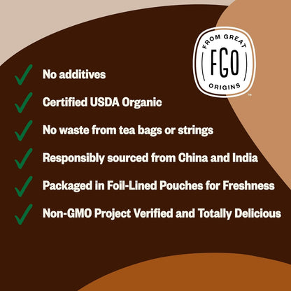 FGO Organic White Tea, Eco-Conscious Tea Bags, Packaging May Vary, 100 Count (Pack of 1)