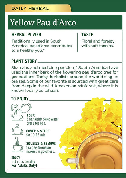 Traditional Medicinals Tea, Yellow Pau d'Arco, Everyday Wellness, 16 Tea Bags