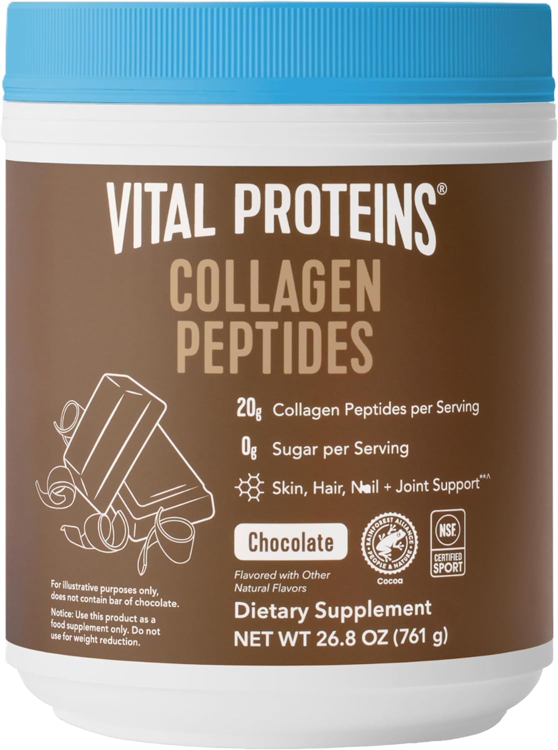 Vital Proteins Collagen Peptides Powder, Promotes Hair, Nail, Skin, Bone and Joint Health, Zero Sugar, Unflavored 19.3 OZ