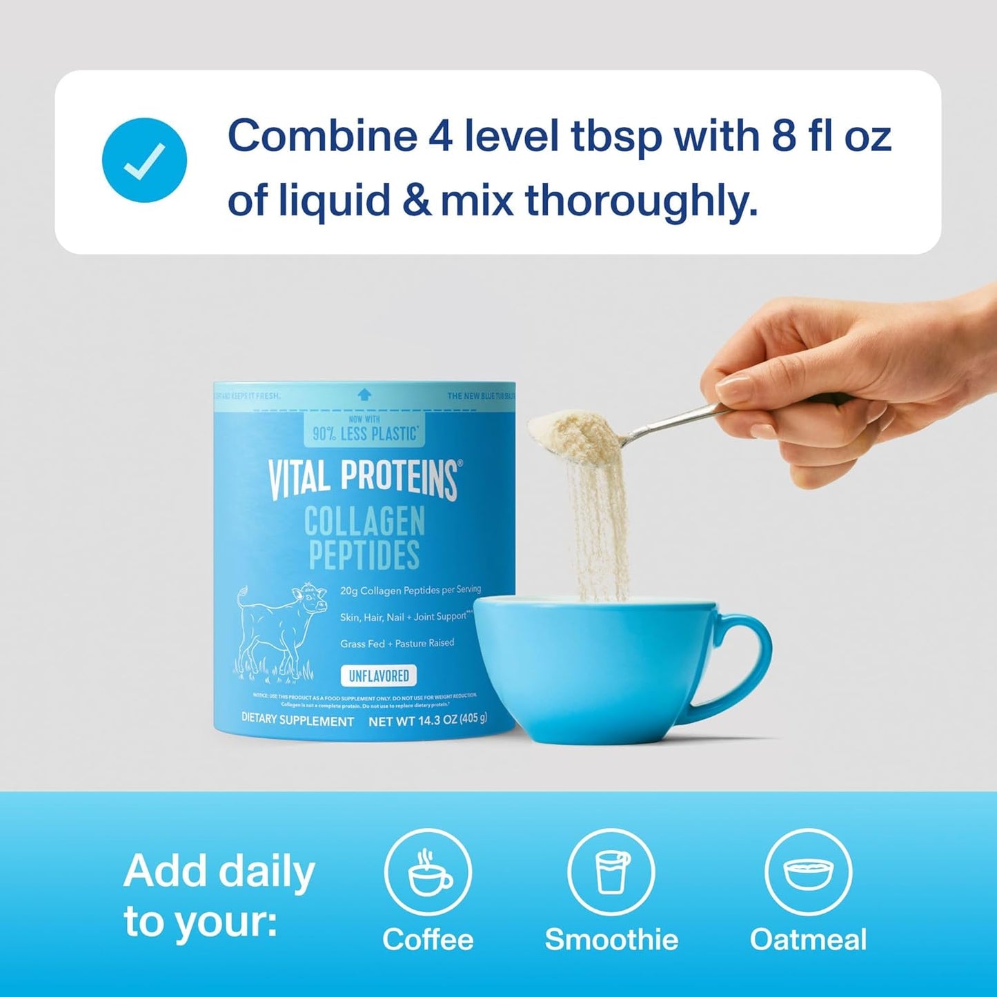 Vital Proteins Collagen Peptides Powder - Grass Fed Collagen Peptides for Hair, Nail, Skin, Bone & Joint Health, Vanilla, 23.2 Ounces