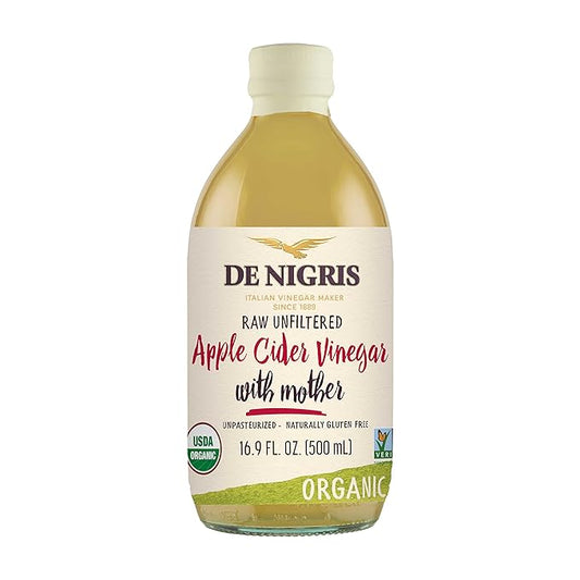 De Nigris Organic Apple Cider Vinegar Raw & Unfiltered 16,9 Oz (500ml) | Apple Cider Vinegar With Mother A Source Of Functional Elements For The Balance Of Metabolism | Apple Cider Vinegar Organic