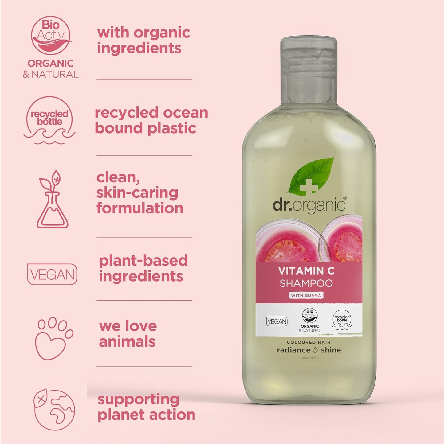 Dr Organic Aloe Vera Shampoo, Soothing, All Hair Types, Natural, Vegan, Cruelty-Free, Paraben & SLS-Free, Recyclable & Recycled Ocean Bound Plastic, Certified Organic, 265ml, Packaging may vary