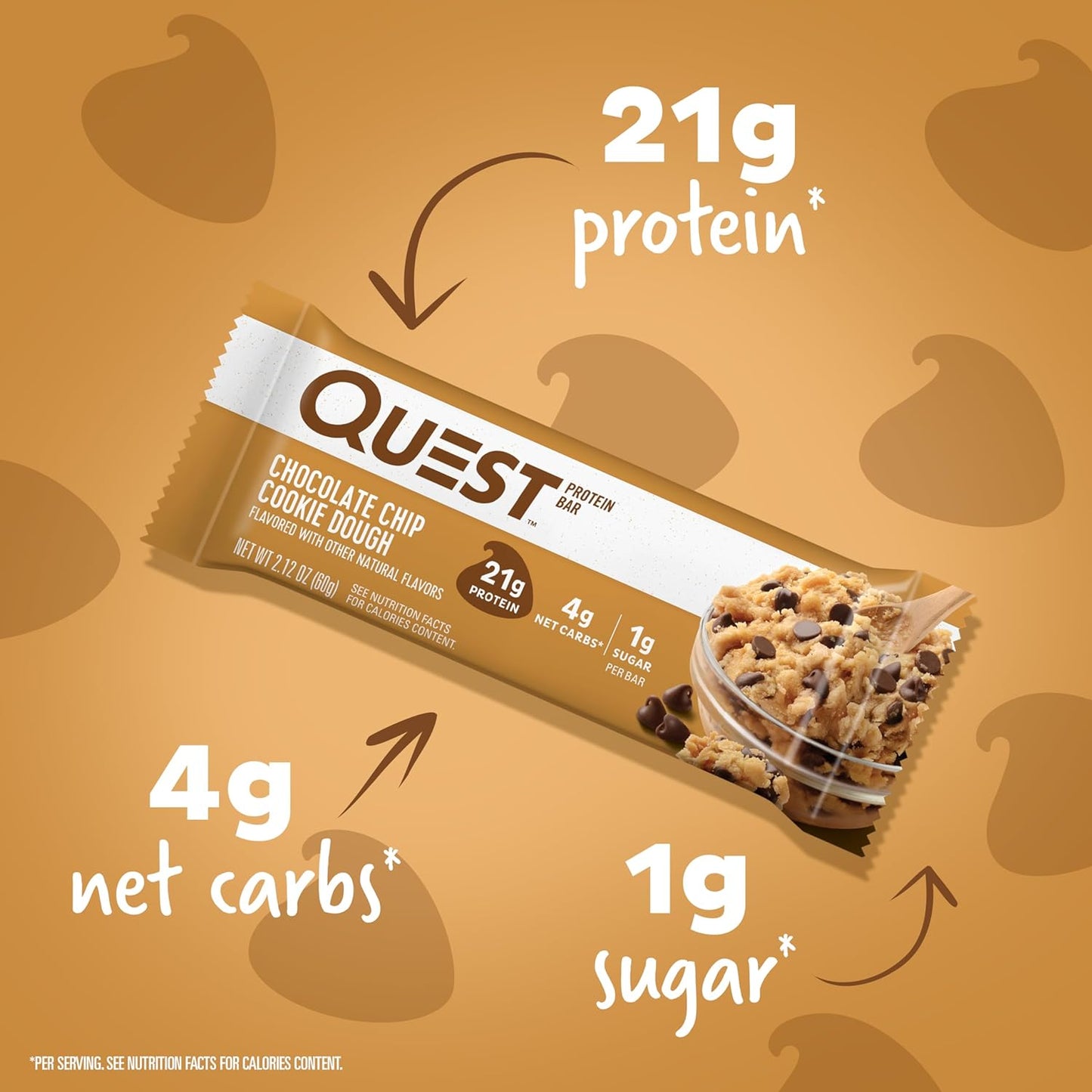 Quest Nutrition Apple Pie Protein Bar, 20g Protein, 4g Net Carbs, 2g Sugar, Gluten Free, Keto Friendly, 12 Count