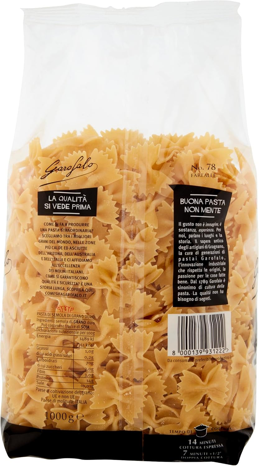 Garofalo Gluten Free Farfalle Italian Dried Pasta, 400g - Suitable for Coeliac and Vegan diets (Pack of 1)