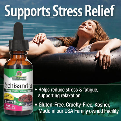 Nature's Answer Schisandra Berry Extract with Organic Alcohol, 1-Fluid Ounce | Digestive Health Support | Promotes Cognitive Improvement | Natural Stress Reliever