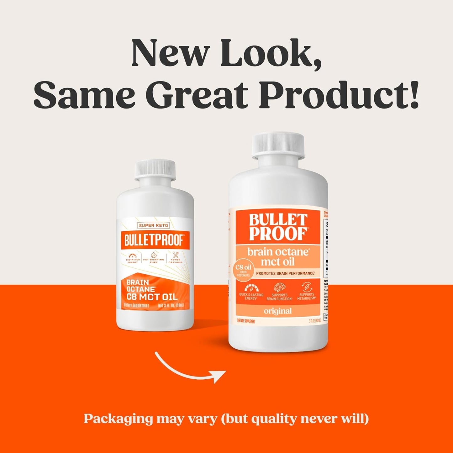 Bulletproof Coconut Brain Octane C8 MCT Oil, 16 Ounces, Premium Keto Supplement for Sustained Energy, Brain and Body Fuel, Unflavored, Add to Coffee and Smoothies, Packaging May Vary