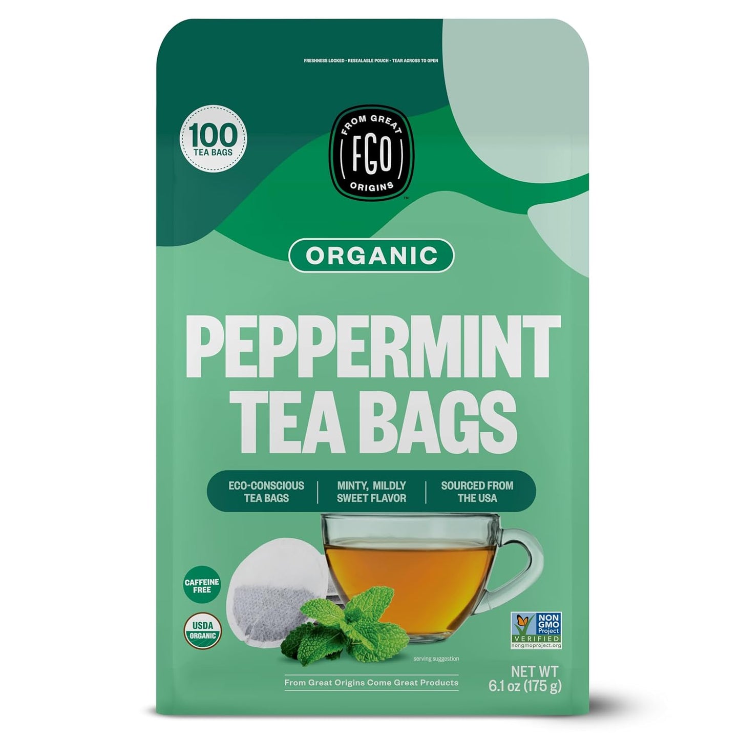 FGO Organic Milk Thistle Tea, 100 Count, Eco-Conscious Herbal Tea Bags, Resealable Bag, Caffeine Free, Packaging May Vary (Pack of 1)