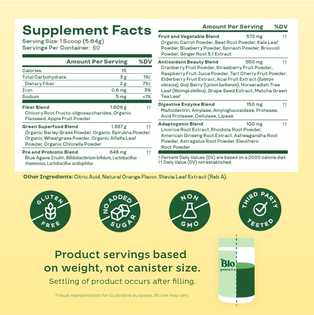 Bloom Nutrition Greens and Superfoods Powder for Digestive Health, Greens Powder, Digestive Enzymes, Probiotics, Spirulina, Chlorella for Bloating & Gut Support, Green Juice, 30 SVG, Strawberry Kiwi