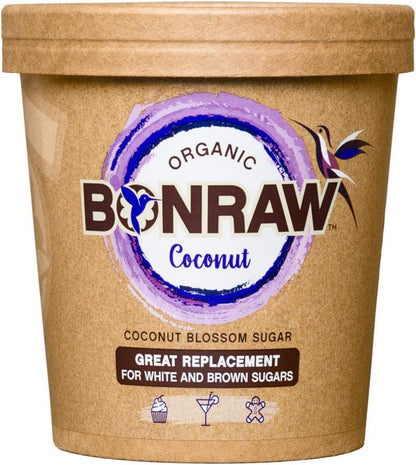 BONRAW Organic Coconut Blossom Sugar, 100% Coconut Blossom Nectar, raw and unrefined with Lower GI, Great Organic Natural Replacement for White and Brown Sugars (225g Pack)