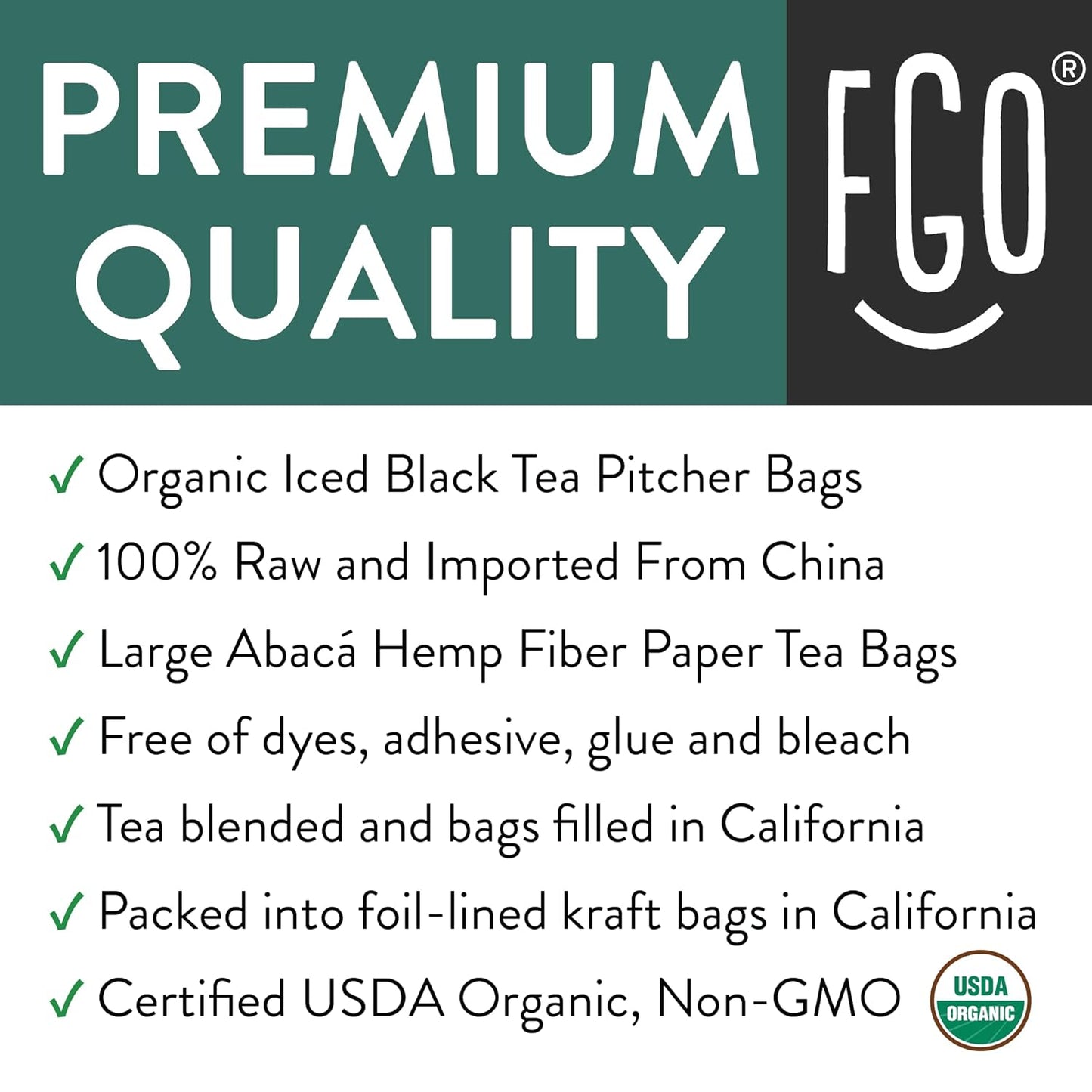 FGO Organic White Tea, Eco-Conscious Tea Bags, Packaging May Vary, 100 Count (Pack of 1)