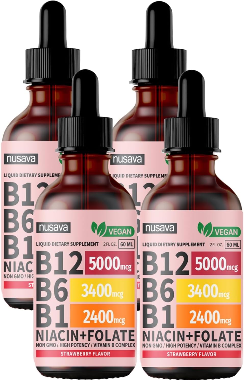 Vitamin B12 and B6 Liquid Drops, B12 Sublingual Vitamin B Complex - B 12 Vitamin 5000mcg - B12 Methylcobalamin for Energy, Brain, and Heart Support with 27,200 mcg, Raspberry, 40 Servings