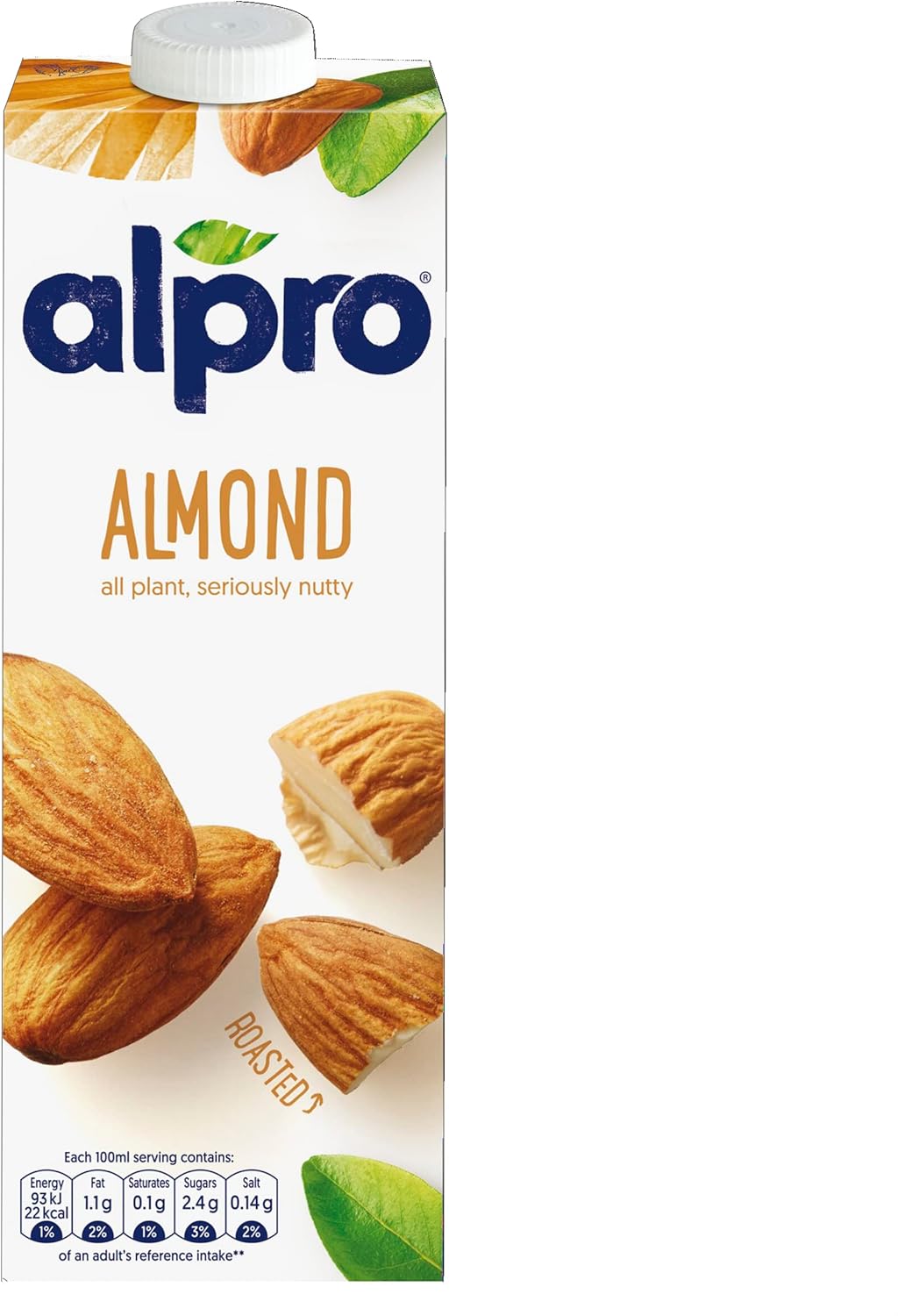 Alpro Almond Plant-Based Long Life Drink, Vegan & Dairy Free, 1L (Pack of 8)