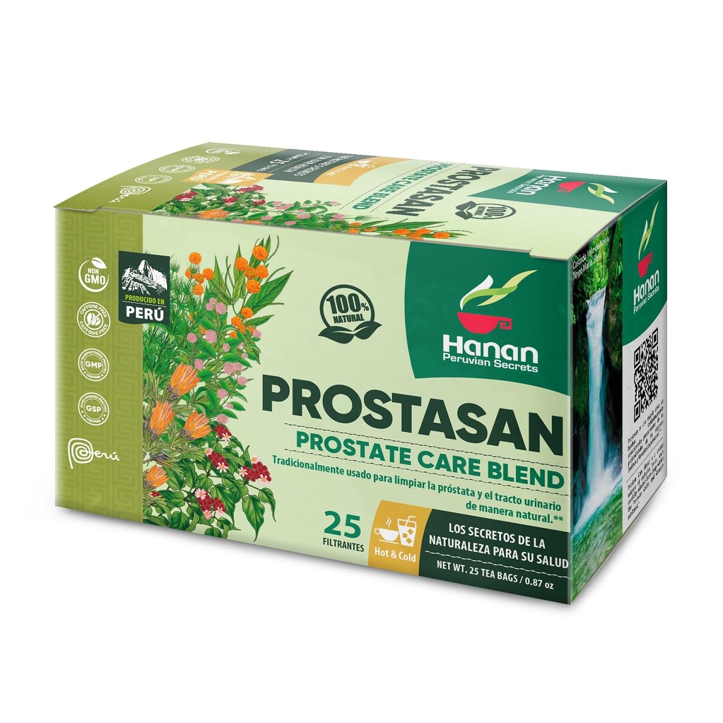 Hanan Peruvian Secrets Prostasan Herbal Tea | 100% Natural Prostate Care Blend | 25 Tea Bags | Naturally Aids in Cleansing the Prostate and Urinary Tract