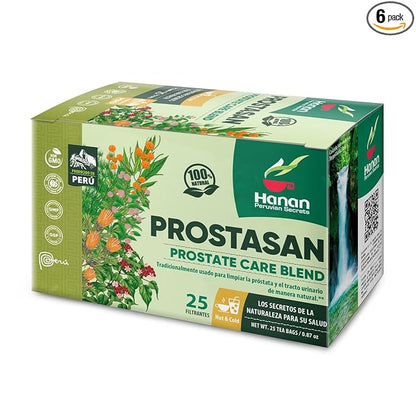 Hanan Peruvian Secrets Prostasan Herbal Tea | 100% Natural Prostate Care Blend | 25 Tea Bags | Naturally Aids in Cleansing the Prostate and Urinary Tract