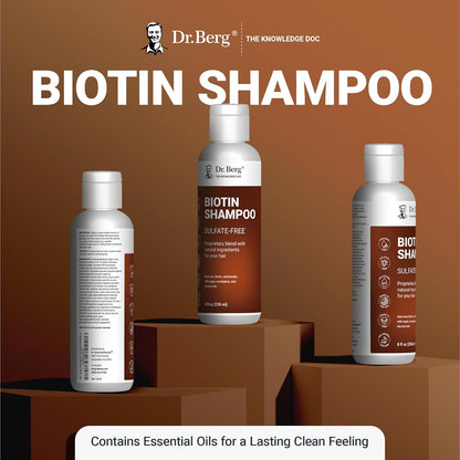 Dr. Berg Biotin Shampoo for Women & Men - Infused with Argan Oil, Biotin, & Revitalizing Botanicals - 8 Fl Oz