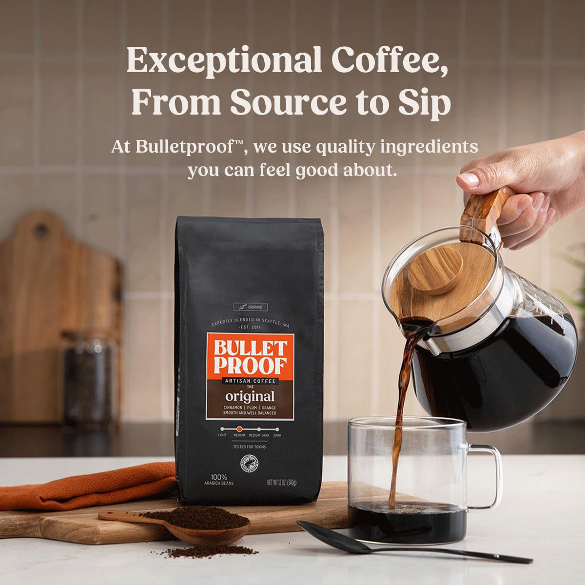 Bulletproof Original Medium Roast Ground Coffee, 12 oz
