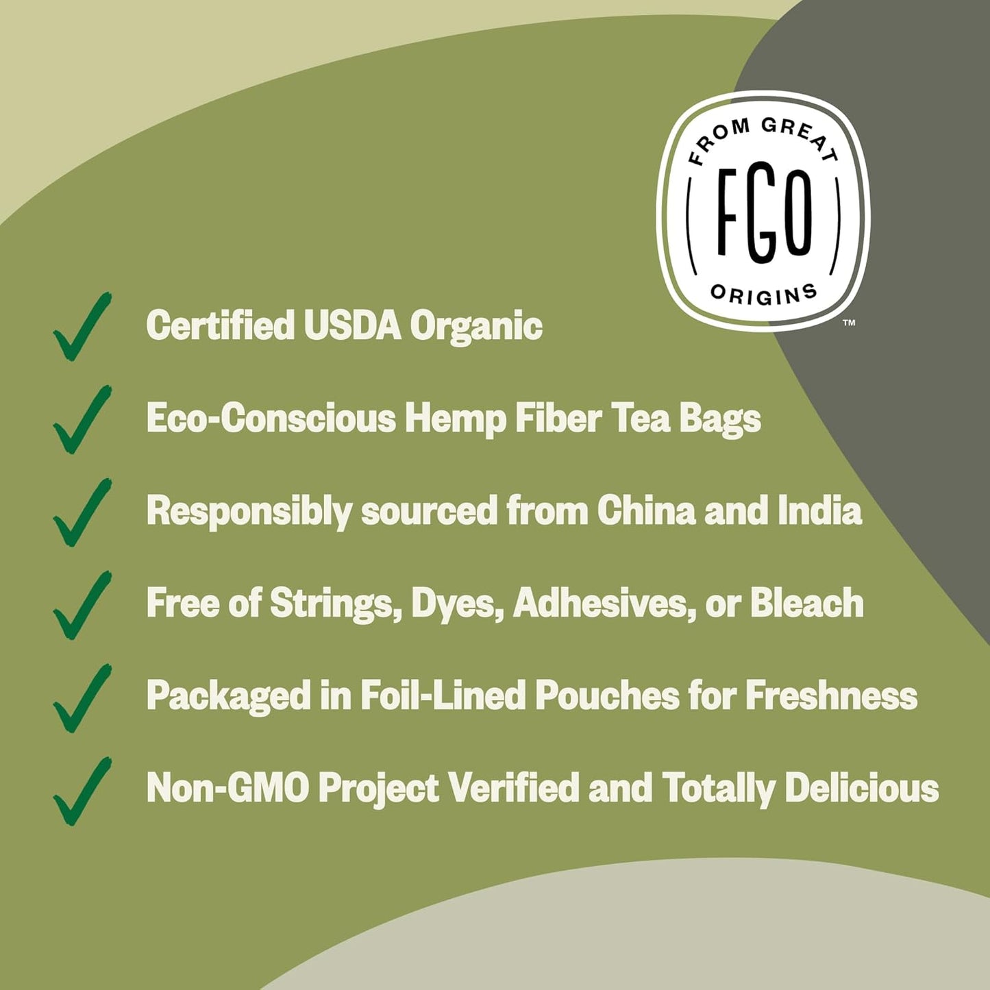 FGO Organic White Tea, Eco-Conscious Tea Bags, Packaging May Vary, 100 Count (Pack of 1)