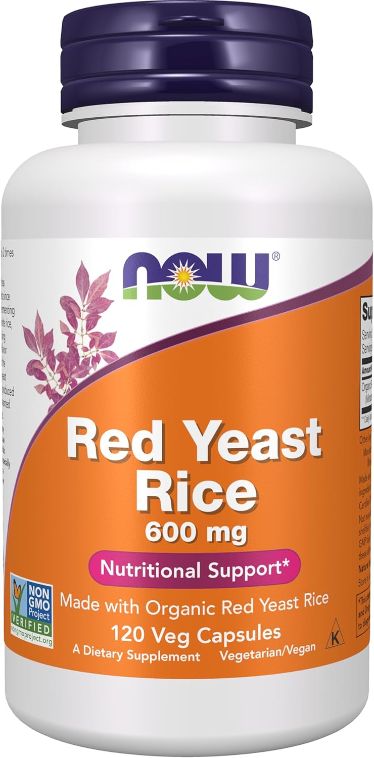 NOW Foods Supplements, Red Yeast Rice 600 mg, Made with Organic Red Yeast Rice, 240 Veg Capsules