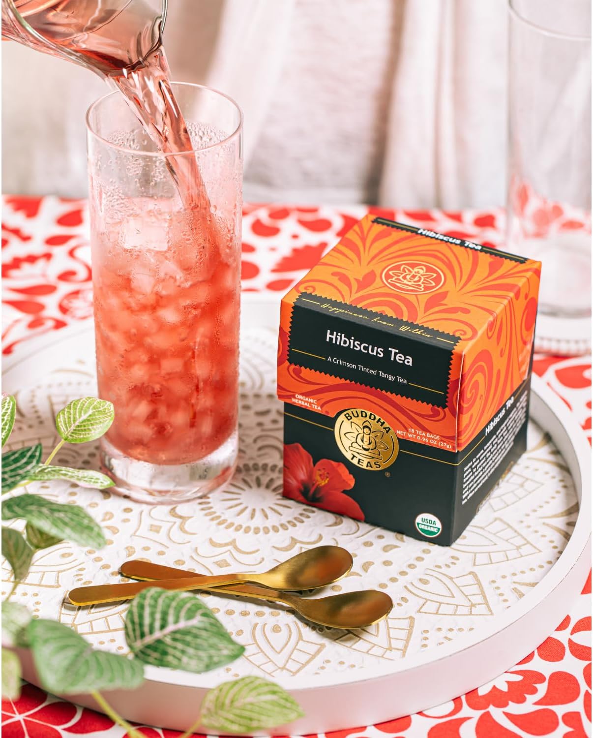 Buddha Teas Hibiscus Organic Herbal Tea, 18 Tea Bags
