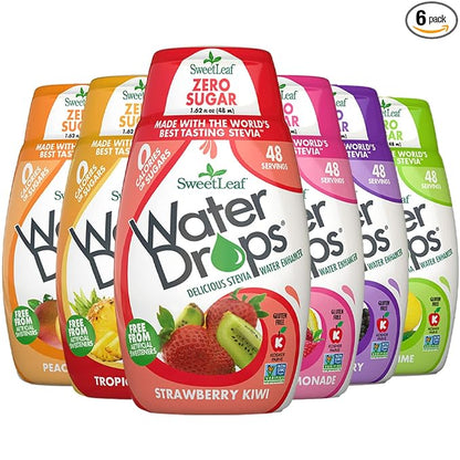 SweetLeaf Stevia Water Drops - Water Enhancer Variety Pack, Sugar Free Stevia Water Flavoring Drops, Lemon Lime, Raspberry Lemonade, and 4 More Refreshing Flavors, 1.62 Oz Ea (Pack of 6)