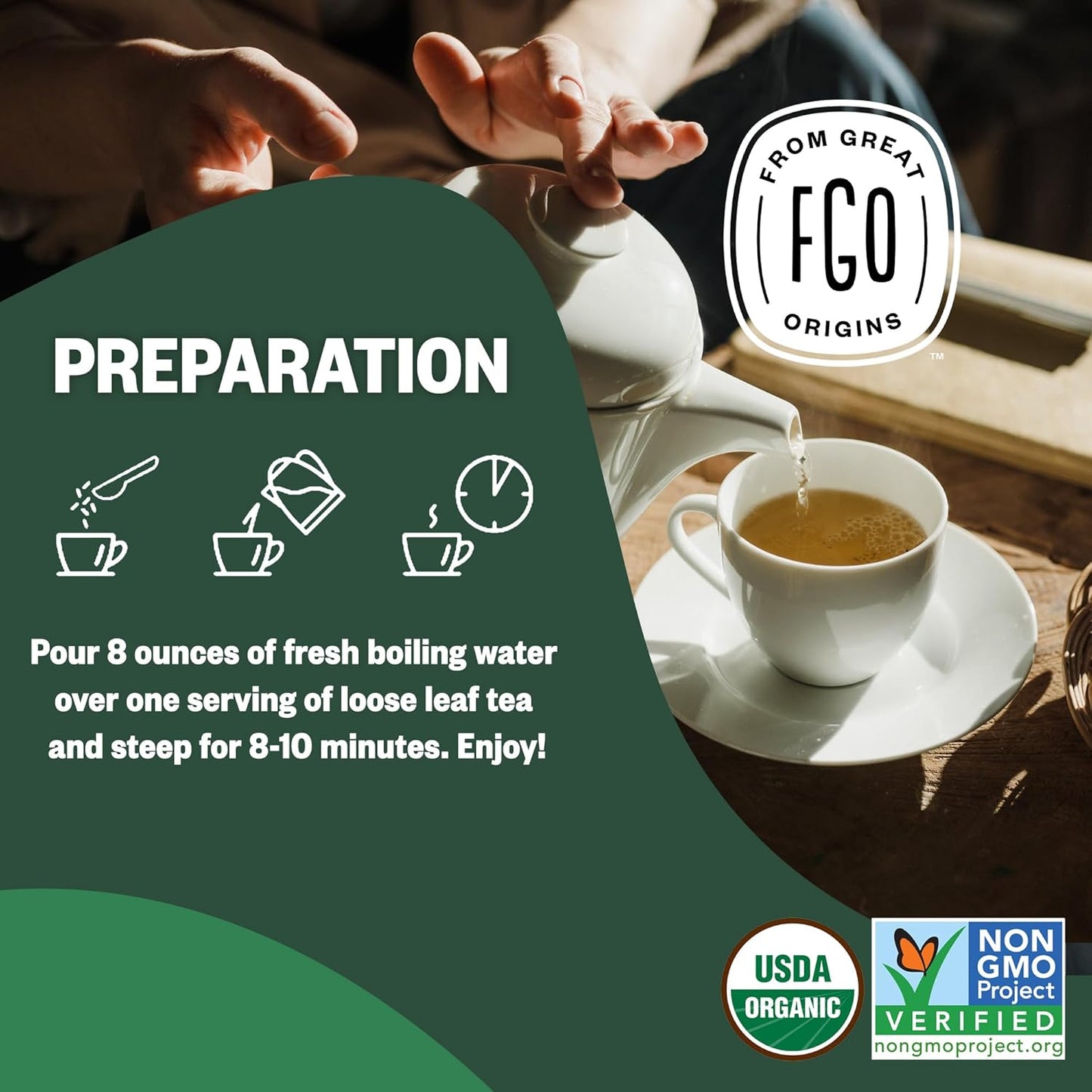 FGO Organic White Tea, Eco-Conscious Tea Bags, Packaging May Vary, 100 Count (Pack of 1)