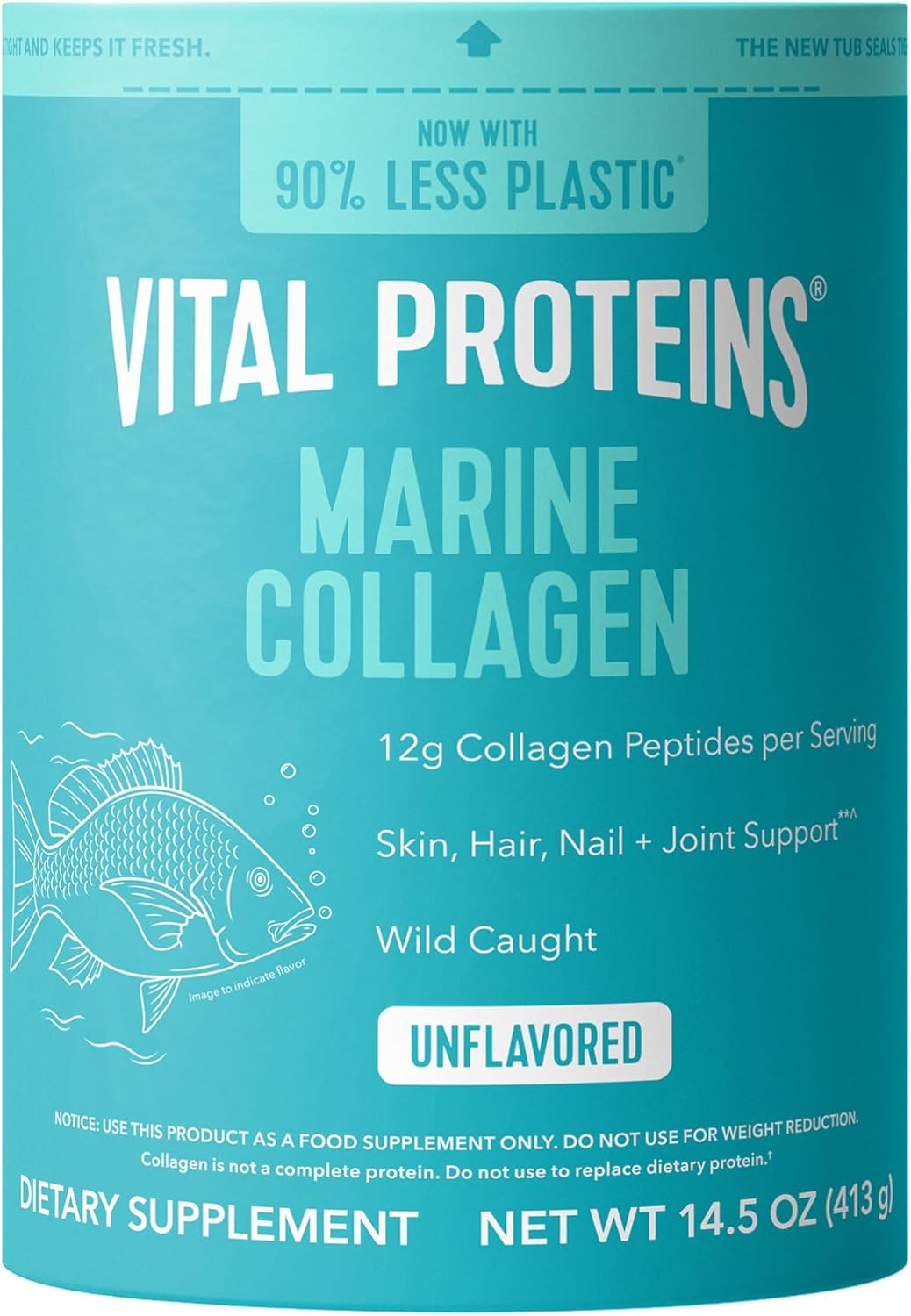 Vital Proteins Marine Collagen Peptides Powder Supplement for Skin Hair Nail Joint - Hydrolyzed Collagen - 12g per Serving - 7.8 oz Canister