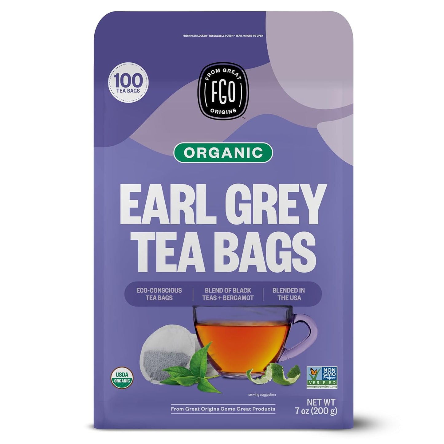 FGO Organic Milk Thistle Tea, 100 Count, Eco-Conscious Herbal Tea Bags, Resealable Bag, Caffeine Free, Packaging May Vary (Pack of 1)