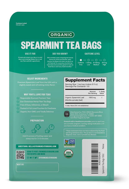 FGO Organic White Tea, Eco-Conscious Tea Bags, Packaging May Vary, 100 Count (Pack of 1)