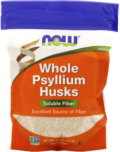 NOW Supplements, Whole Psyllium Husks, Non-GMO Project Verified, Soluble Fiber, 16-Ounce