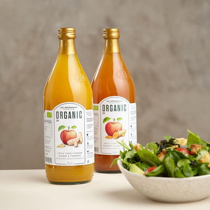 Eat Wholesome Organic Ginger, Turmeric and Chilli Raw Apple Fire Cider Vinegar with The Mother, Glass Bottle in Box, 1L