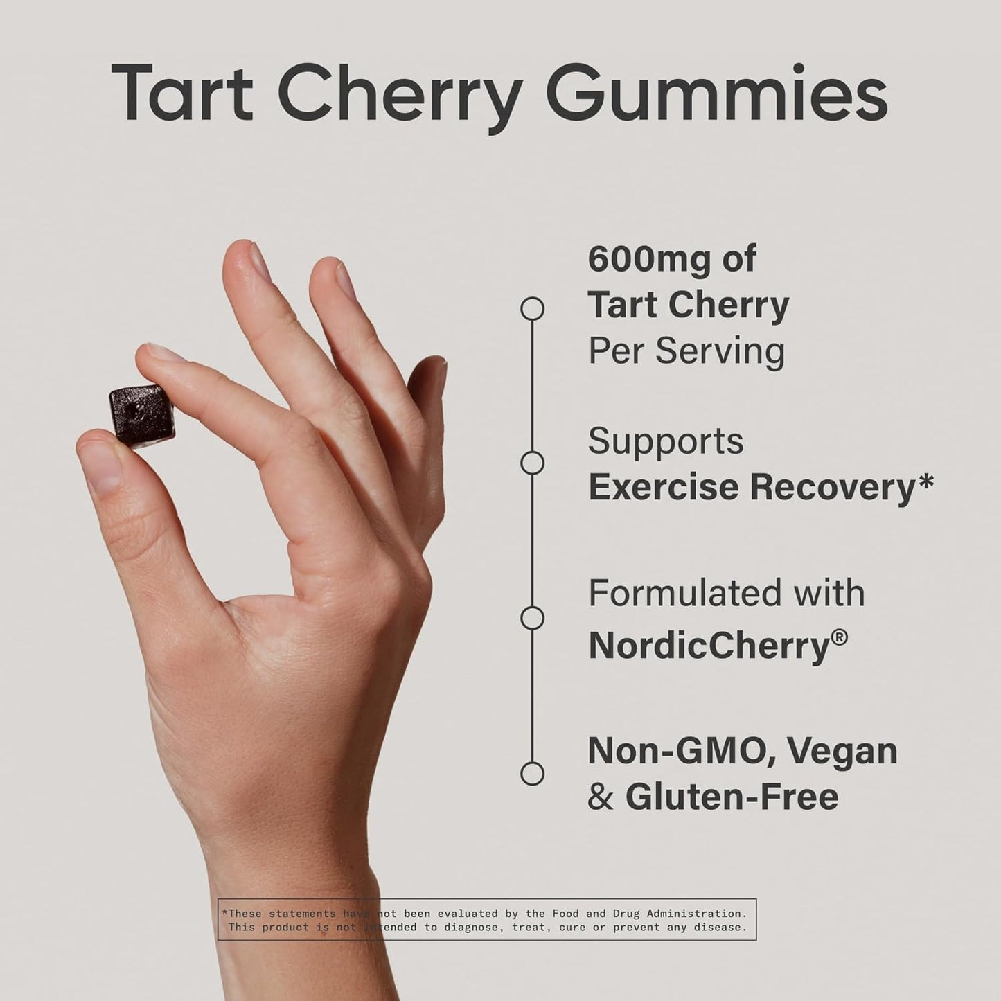 Sports Research® Tart Cherry Gummy Supplements | 600mg of NordicCherry™ | Enhanced Workout Recovery | Sugar and Sugar Alcohol Free - 60 Gummies for Adults, 1 Month Supply